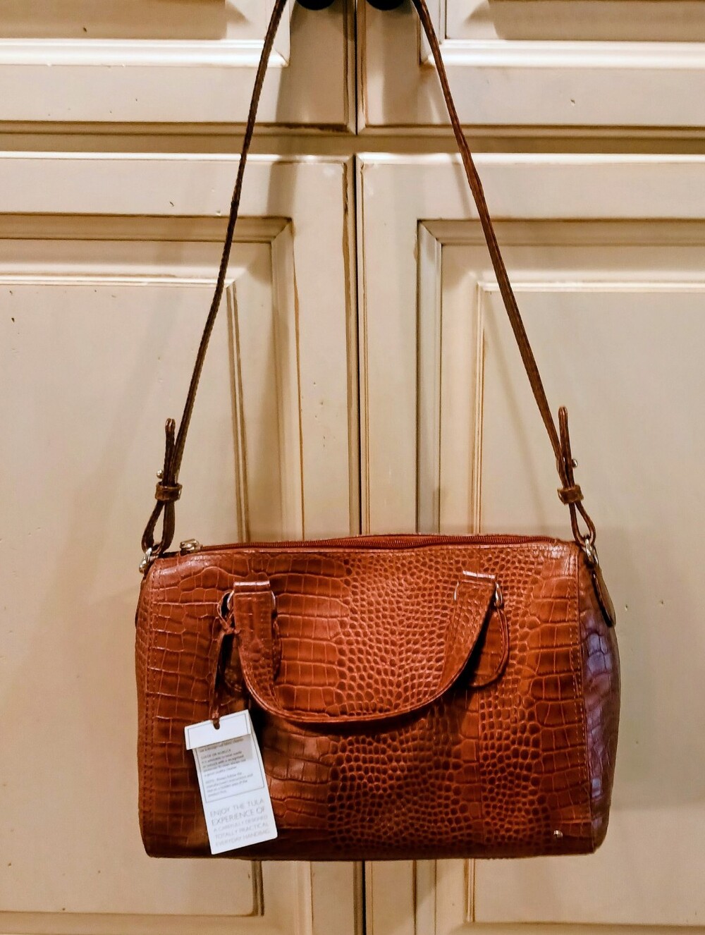 Tula Women's Croco-Embossed Leather Satchel - Brown